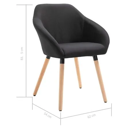  Scaune de bucătărie, 4 buc., negru, material textil