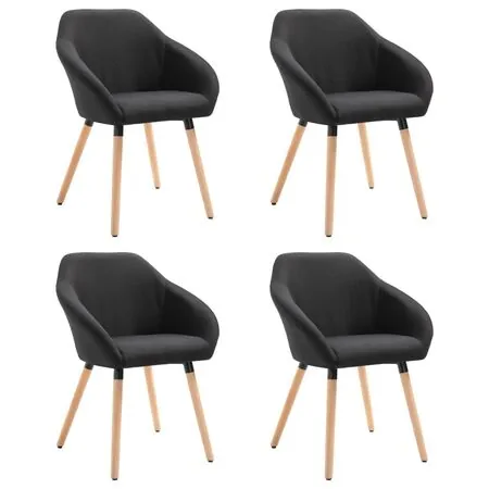  Scaune de bucătărie, 4 buc., negru, material textil