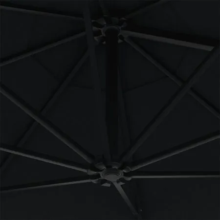  Umbrelă de soare de perete cu stâlp metalic, negru, 300 cm