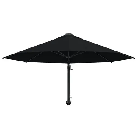  Umbrelă de soare de perete cu stâlp metalic, negru, 300 cm