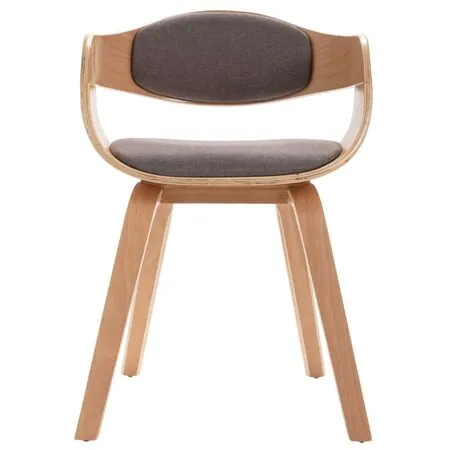  Scaune de bucătărie, 4 buc., gri taupe, lemn curbat și textil