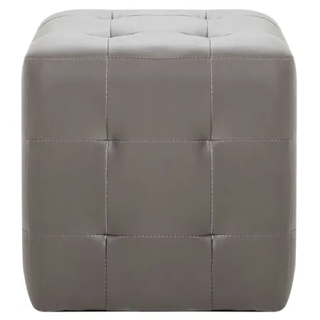  Taburet, 2 buc., gri, 30 x 30 x 30 cm, piele ecologică