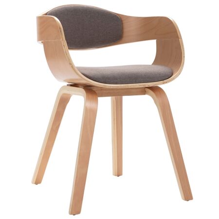  Scaune de bucătărie, 4 buc., gri taupe, lemn curbat și textil