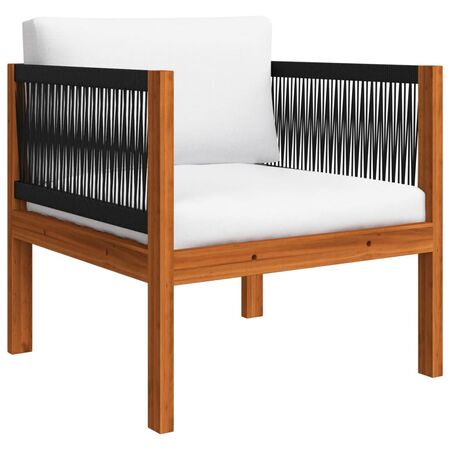  Set mobilier grădină cu perne, crem, 6 piese, lemn masiv acacia