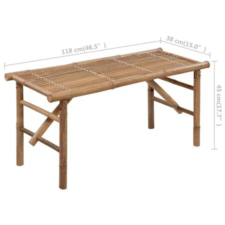  Bancă de grădină pliabilă cu pernă, 118 cm, bambus