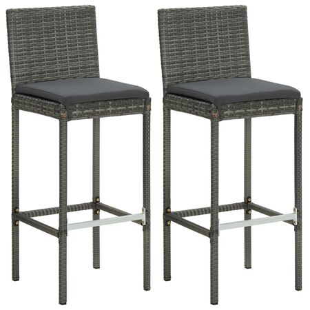  Set mobilier bar de grădină, cu perne, 3 piese, gri, poliratan