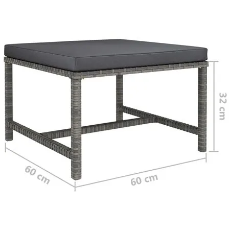  Set mobilier de grădină cu perne, 12 piese, gri, poliratan
