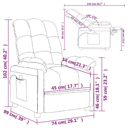  Fotoliu rabatabil electric, crem, material textil