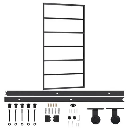  Ușă glisantă cu set feronerie, 102x205 cm, sticlă ESG/aluminiu