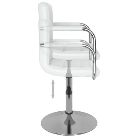 Scaune de masă pivotante, 4 buc., alb, piele ecologică
