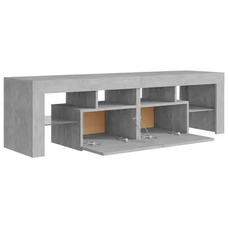  Comodă TV cu lumini LED, gri beton, 140x36,5x40 cm