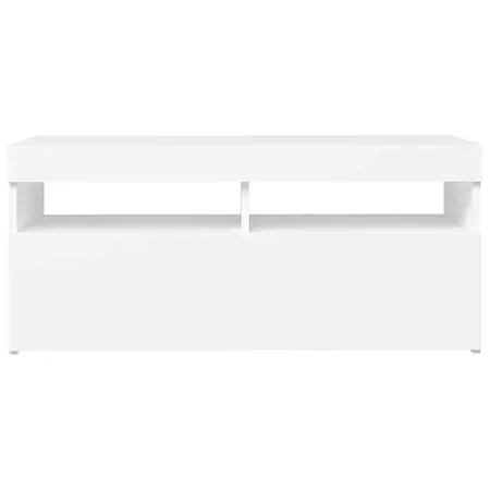  Comodă TV cu lumini LED, alb, 90x35x40 cm
