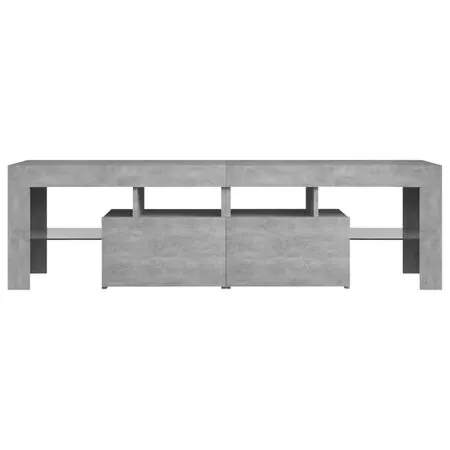  Comodă TV cu lumini LED, gri beton, 140x36,5x40 cm