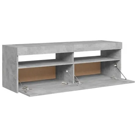  Comodă TV cu lumini LED, gri beton, 120x35x40 cm