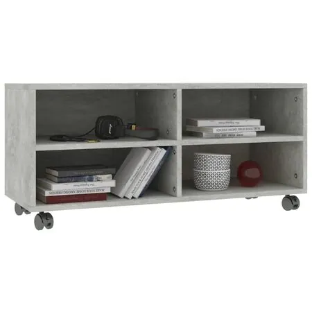  Dulap TV cu rotile, gri beton, 90x35x35, lemn prelucrat