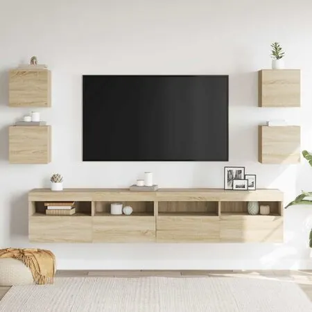  Dulapuri TV montaj pe perete 4 buc. stejar sonoma 30,5x30x30 cm