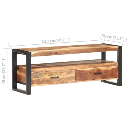  Comodă TV, 120 x 35 x 45 cm, lemn masiv cu finisaj miere