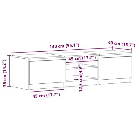  Dulap TV, negru, 140x40x35,5 cm, lemn prelucrat
