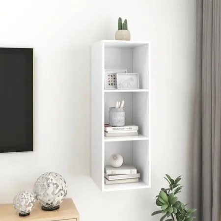  Dulap TV montat pe perete, alb, 37x37x107 cm, PAL