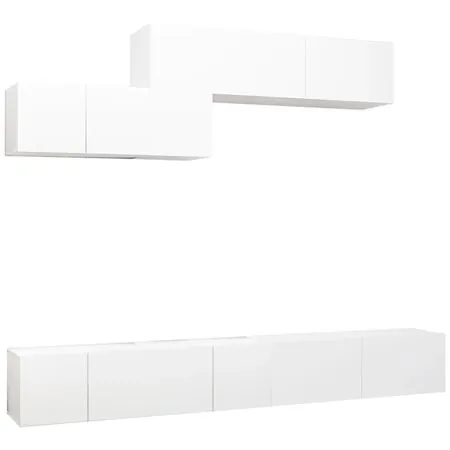  Set dulapuri TV, 6 piese, alb, lemn prelucrat