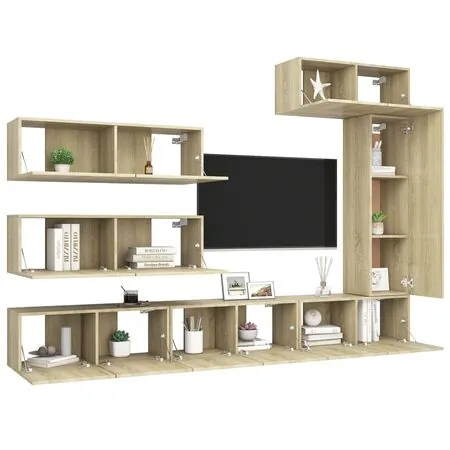  Set de dulapuri TV, 7 piese, stejar sonoma, lemn prelucrat
