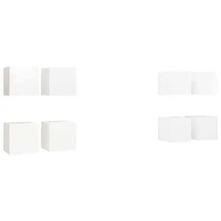 Dulapuri TV suspendate 8 buc., alb, 30,5x30x30 cm