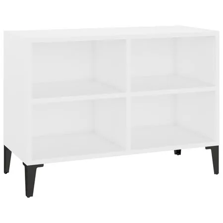  Comodă TV cu picioare metalice, alb, 69,5x30x50 cm