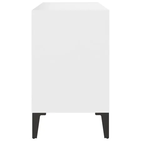  Comodă TV cu picioare metalice, alb, 69,5x30x50 cm