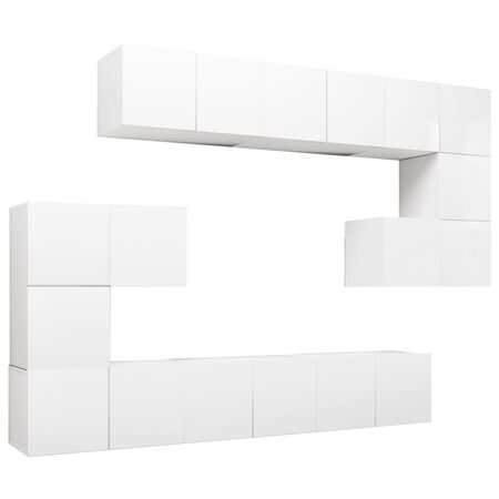  Set dulapuri TV, 10 piese, alb, lemn prelucrat