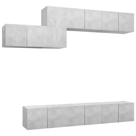  Set de dulapuri TV, 7 piese, gri beton, lemn prelucrat
