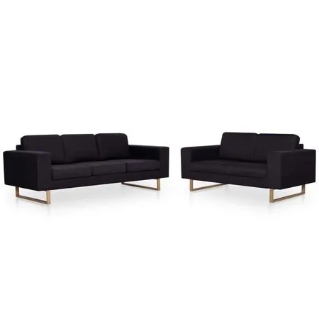  Set de canapele, 2 piese, negru, material textil