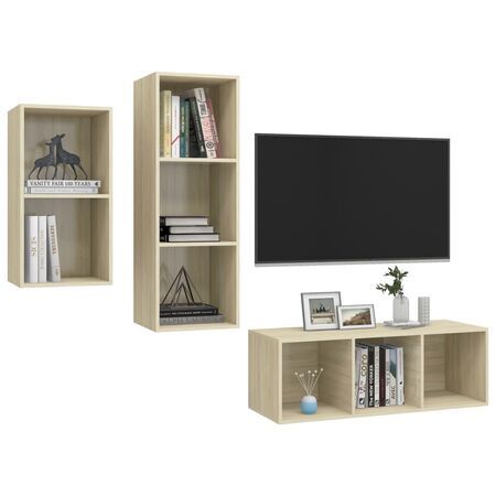  Set de dulapuri TV, 3 piese, stejar Sonoma, lemn prelucrat