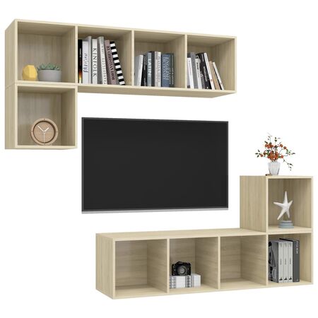  Set de dulapuri TV, 4 piese, stejar sonoma, lemn prelucrat