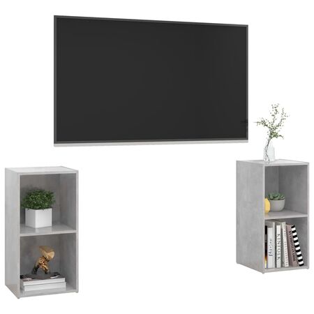  Dulapuri TV 2 buc gri beton, 72x35x36,5 cm lemn prelucrat
