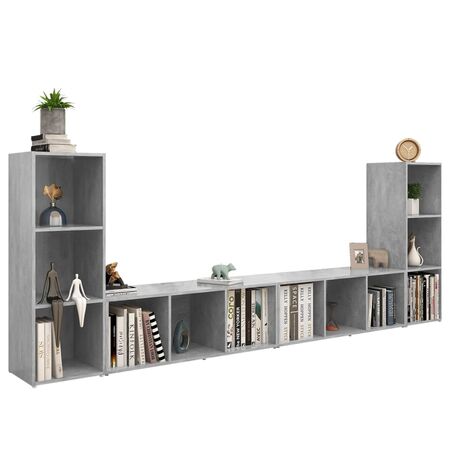  Dulapuri TV, 4 buc., gri beton, 107x35x37 cm, lemn prelucrat