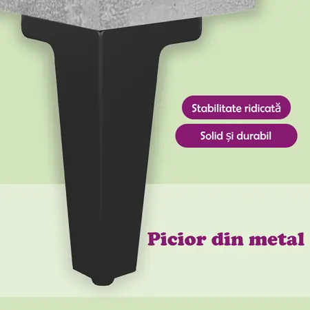  Noptieră cu picioare metalice, gri beton, 40x35x69 cm