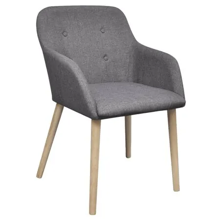  Scaune bucătărie 4 buc, gri deschis, textil & lemn stejar masiv 