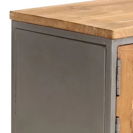  Comodă TV, lemn de tec reciclat și oțel, 120 x 30 x 40 cm