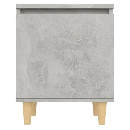  Noptieră cu picioare din lemn masiv, gri beton, 40x30x50 cm