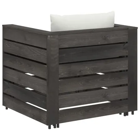  Set mobilier grădină cu perne, 2 piese, gri, lemn impregnat