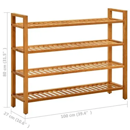  Pantofar cu 4 rafturi, 100x27x80 cm, lemn masiv de stejar