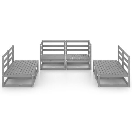  Set mobilier de grădină, 6 piese, gri, lemn masiv de pin
