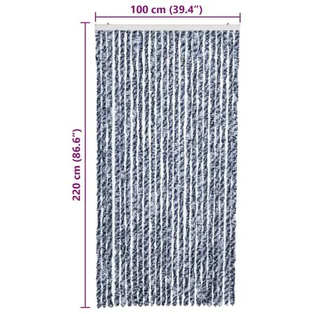  Perdea de insecte, albastru, alb, argintiu, 100x220 cm Chenille