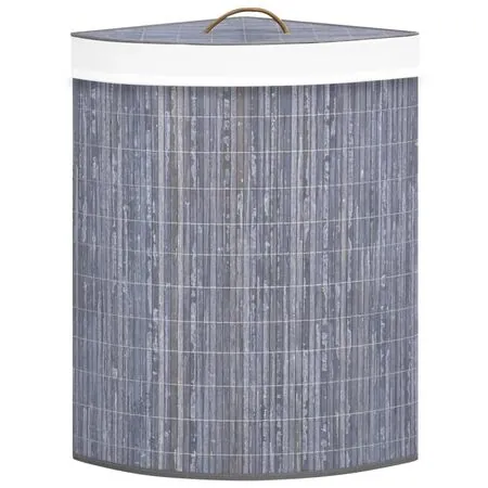 Coș de rufe din bambus, pentru colț, gri, 60 L