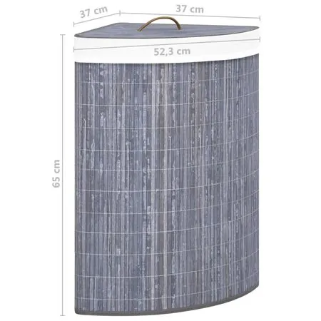  Coș de rufe din bambus, pentru colț, gri, 60 L