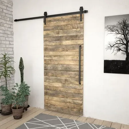  Set piese pentru ușă glisantă, negru, 183 cm, oțel  