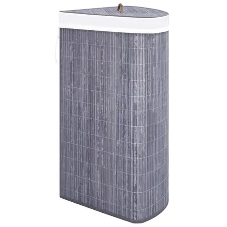  Coș de rufe din bambus, pentru colț, gri, 60 L