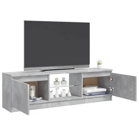 Comodă TV cu lumini LED, gri beton, 120x30x35,5 cm