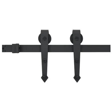  Set piese pentru ușă glisantă, negru, 183 cm, oțel  