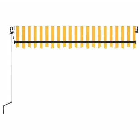  Copertină automată cu senzor vânt&LED, galben/alb, 350x250 cm